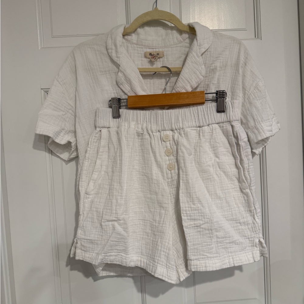 Madewell White Gauze Button-Front Top & Shorts Set – XS